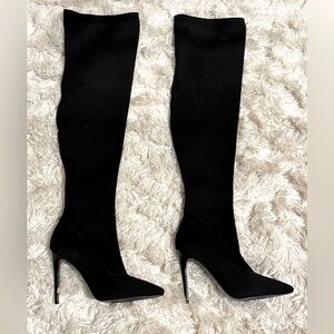 Black thigh high Kendall and Kylie stilletto boots